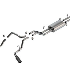 Borla Exhaust System Kit, Touring Cat Back System, T-304 Stainless Steel, With Muffler, 2-1/4 Inch Pipe Diameter – 140332BC
