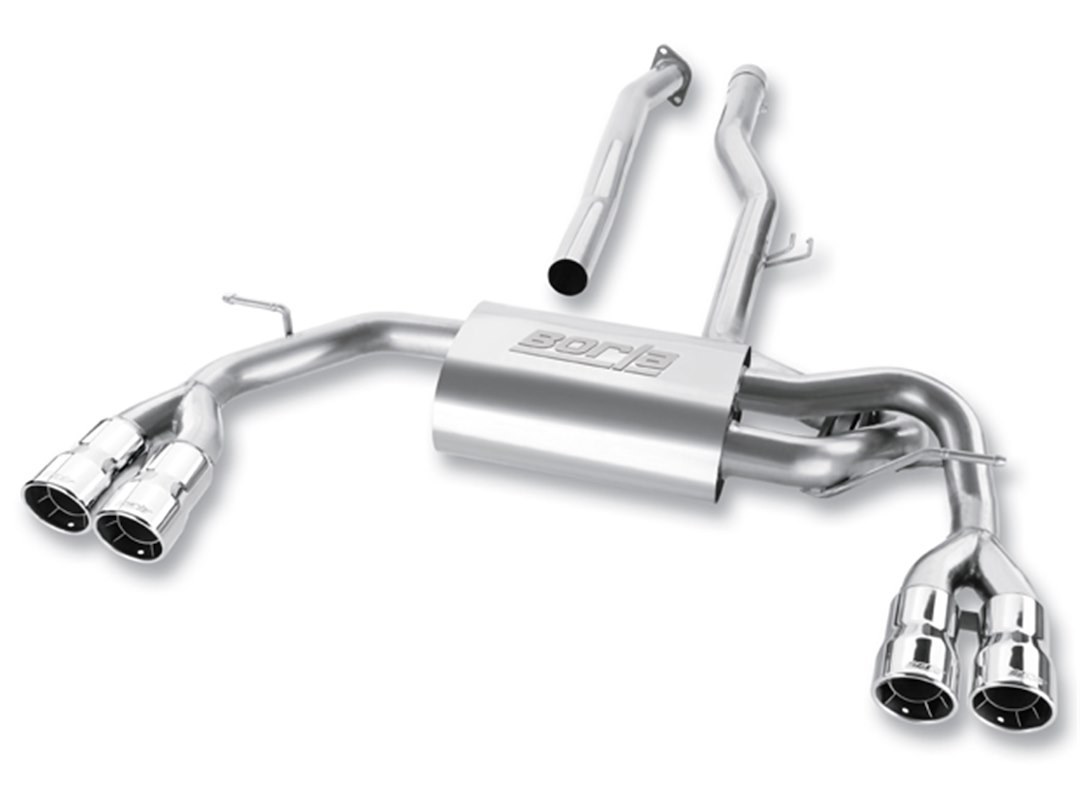 Borla Exhaust System Kit, Cat-Back System, T-304 Stainless Steel, With Muffler, 2-1/2 Inch Pipe Diameter, Single Exhaust with Quad Exit – 140350