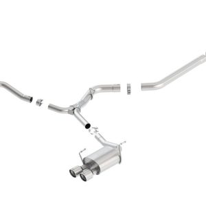 Borla Exhaust System Kit, S-Type Cat Back System, T-304 Stainless Steel, With Mufflers, 3 Inch Pipe Diameter to 2-1/4 Inch Pipe Diameter – 140595