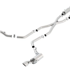 Borla Exhaust System Kit, S-Type Cat Back System, T-304 Stainless Steel, With Mufflers, 2-3/4 Inch Pipe Diameter, Dual Exhaust with Dual Exit – 140632