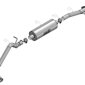 Borla Exhaust System Kit, S-Type Cat Back System, T-304 Stainless Steel, 2-3/4 Inch Pipe Diameter, Single Exhaust with Single Exit – 140645