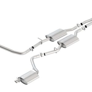 Borla Exhaust System Kit, S-Type Cat Back System, T-304 Stainless Steel, 2-1/4 Inch Pipe Diameter, Dual Exhaust with Dual Exit – 140649