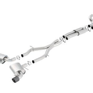Borla Exhaust System Kit, S-Type Cat Back System, T-304 Stainless Steel, With Mufflers, 3 Inch Pipe Diameter, Dual Exhaust with Dual Exit – 140689CF