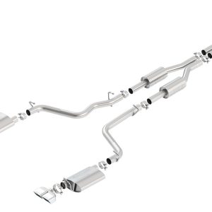 Borla Exhaust System Kit, S-Type Cat Back System, T-304 Stainless Steel, With Mufflers, 2-1/2 Inch Pipe Diameter, Dual Exhaust with Quad Exit – 140707