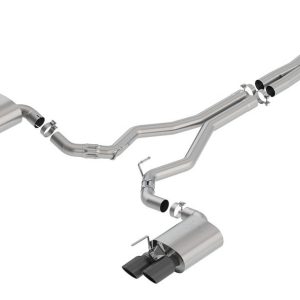 Borla Exhaust System Kit, Atak ® Series Cat Back System, T-304 Stainless Steel, With Mufflers, 3 Inch Pipe Diameter, Dual Exhaust Dual Exit – 140743BC