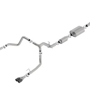 Borla Exhaust System Kit, S-Type Cat Back System, T304 Stainless Steel, With Muffler, 3-1/2 Inch Pipe Diameter to 2-3/4 Inch Pipe Diameter – 140774BC