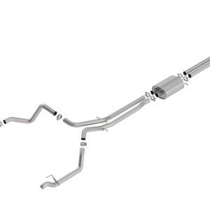 Borla Exhaust System Kit, S-Type Cat Back System, T-304 Stainless Steel, With Muffler, 2-3/4 Inch Pipe Diameter, Dual Exhaust with Dual Exit – 140778