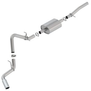 Borla Exhaust System Kit, S-Type Cat Back System, T-304 Stainless Steel, With Muffler, 3 Inch Pipe Diameter, Single Exhaust with Single Exit – 140805