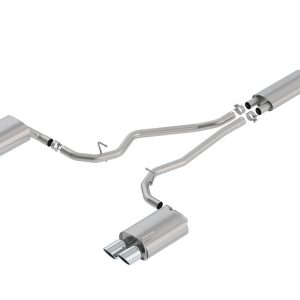 Borla Exhaust System Kit, S-Type Cat Back System, T-304 Stainless Steel, With Mufflers, 2-1/4 Inch Pipe Diameter, Dual Exhaust with Quad Exit – 140820