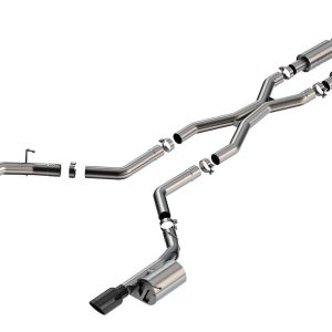 Borla Exhaust System Kit, S-Type Cat Back System, T-304 Stainless Steel, With Muffler, 3 Inch Pipe Diameter, Dual Exhaust with Dual Exit – 140885BC