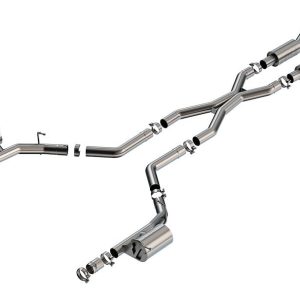 Borla Exhaust System Kit, S-Type Cat Back System, T-304 Stainless Steel, With Muffler, 3 Inch Pipe Diameter, Dual Exhaust with Dual Exit – 140887