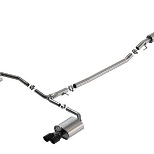 Borla Exhaust System Kit, S-Type Cat Back System, T-304 Stainless Steel, With Mufflers, 2-3/4 Inch to 2 Inch Pipe Diameter – 140891BC