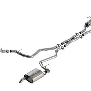 Borla Exhaust System Kit, S-Type Cat Back System, T-304 Stainless Steel, With Mufflers, 2-1/4 Inch Pipe Diameter, Dual Exhaust with Dual Exit – 140906