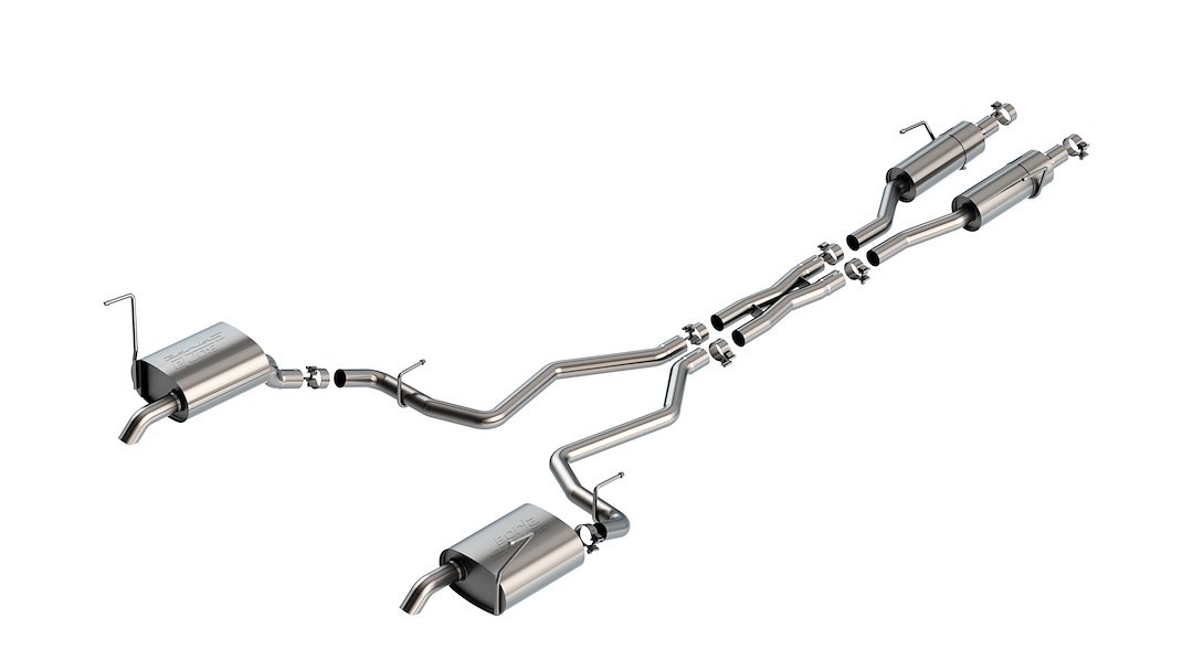 Borla Exhaust System Kit, S-Type Cat Back System, T-304 Stainless Steel, With Mufflers, 2-1/4 Inch Pipe Diameter, Dual Exhaust with Dual Exit – 140906