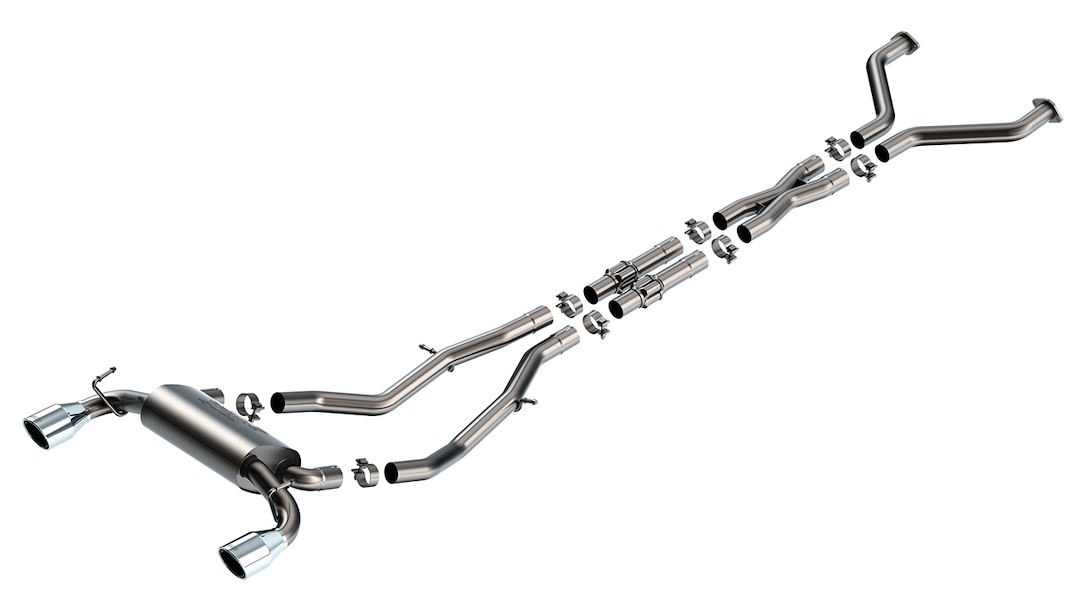 Borla Exhaust System Kit, S-Type Cat Back System, T-304 Stainless Steel, With Muffler, 2-1/2 Inch Pipe Diameter, Dual Exhaust Dual Exit – 140929