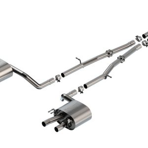 Borla Exhaust System Kit, S-Type Cat Back System, T-304 Stainless Steel, With Muffler, 2-1/4 Inch Pipe Diameter, Dual Exhaust with Quad Exit – 140936
