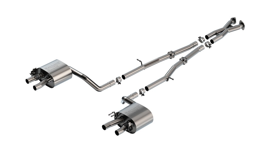 Borla Exhaust System Kit, S-Type Cat Back System, T-304 Stainless Steel, With Muffler, 2-1/4 Inch Pipe Diameter, Dual Exhaust with Quad Exit – 140936