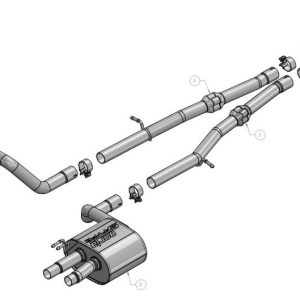 Borla Exhaust System Kit, S-Type Cat Back System, T-304 Stainless Steel, With Muffler, 2-1/4 Inch Pipe Diameter, Dual Exhaust with Quad Exit – 140936