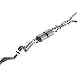 Borla Exhaust System Kit, S-Type Cat Back System, T-304 Stainless Steel, With Muffler, 2-1/2 Inch Pipe Diameter, Dual Exhaust Dual Exit – 140939