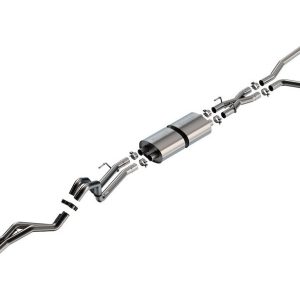 Borla Exhaust System Kit, S-Type Cat Back System, T-304 Stainless Steel, With Muffler, 2-1/2 Inch Pipe Diameter, Dual Exhaust Dual Exit – 140939BC