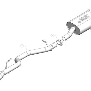 Borla Exhaust System Kit, S-Type Cat Back System, T-304 Stainless Steel, With Muffler, 2-1/4 Inch Pipe Diameter – 140947BC