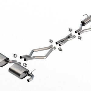 Borla Exhaust System Kit, S-Type Cat-Back System, T-304 Stainless Steel, With Mufflers, 2-1/2 Inch to 2-1/4 Inch Pipe Diameter – 140955