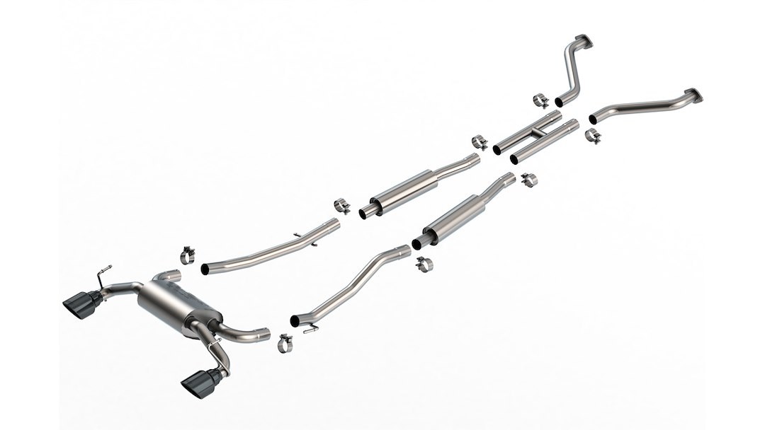 Borla Exhaust System Kit, S-Type II Cat Back System, T-304 Stainless Steel, With Mufflers, 2-1/4 Inch Pipe Diameter – 140958BC