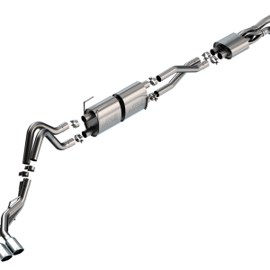 Borla Exhaust System Kit, S-Type Cat-Back System, T-304 Stainless Steel, With Mufflers, 2-3/4 Inch Pipe Diameter, Dual Exhaust with Dual Exit – 141016