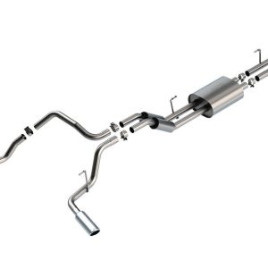 Borla Exhaust System Kit, S-Type Cat Back System, T-304 Stainless Steel, With Muffler, 2-1/4 Inch Pipe Diameter, Dual Exhaust with Dual Exit – 141023