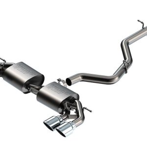 Borla Exhaust System Kit, S-Type Cat Back System, T-304 Stainless Steel, With Mufflers, 3 Inch Pipe Diameter, Single Exhaust with Quad Exit – 141029