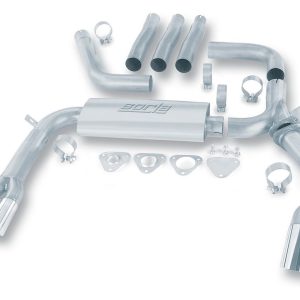 Borla Exhaust System Kit, Cat-Back System, T-304 Stainless Steel, With Muffler, 3 Inch Pipe Diameter, Single Exhaust with Quad Exit – 14888