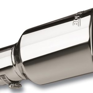 Borla Exhaust Tail Pipe Tip, T-304 Stainless Steel, 2-1/2 Inch Inlet, 4 Inch Outlet, Round, Angle Cut, Rolled Edge, 6-1/4 Inch Length – 20156
