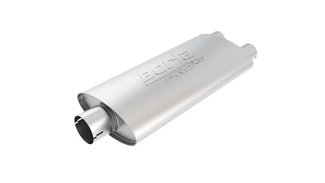 Borla Exhaust Muffler, Pro Xs Series, T-304 Stainless Steel, 4 Inch Height X 9-1/2 Inch Width Case, Single 3 Inch Center Notched Inlet – 400486