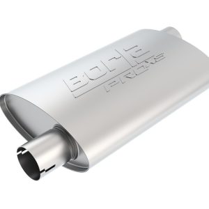 Borla Exhaust Muffler, Pro Xs Series, T-304 Stainless Steel, 4 Inch Height X 9-1/2 Inch Width Case, Single 2-1/2 Inch Offset Notched Inlet – 400490