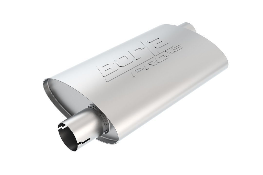 Borla Exhaust Muffler, Pro Xs Series, T-304 Stainless Steel, 4 Inch Height X 9-1/2 Inch Width Case, Single 2-1/2 Inch Offset Notched Inlet – 400490