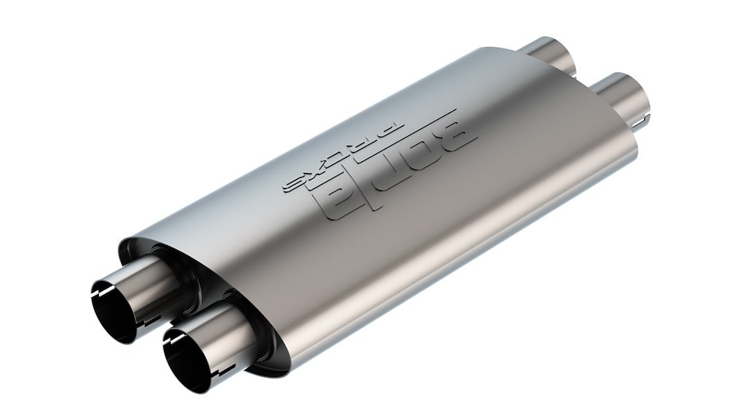 Borla Exhaust Muffler, Pro Xs Series, T-304 Stainless Steel, 4 Inch Height X 9-1/2 Inch Width Case, Dual 2-1/2 Inch Notched Inlets – 400493