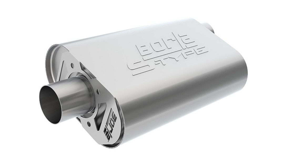 Borla Exhaust Muffler, Cratemuffler ™, T-304 Stainless Steel, Oval Case, 14 Inch X 4.35 Inch X 9 Inch, Single 2-1/2 Inch Offset Inlet – 400944