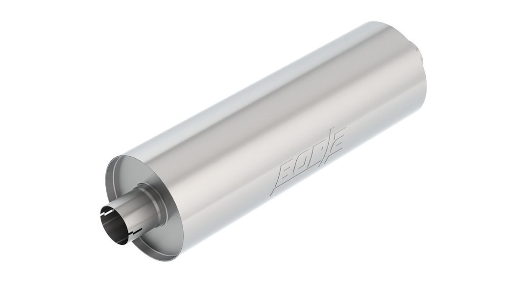 Borla Exhaust Muffler, Touring, T-304 Stainless Steel, 7.75 Inch Round Case, Single 2-3/4 Inch Center Inlet Notched – 401158