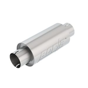 Borla Exhaust Resonator, T-304 Stainless Steel, Single 3 Inch Nothced Inlet, Single 3 Inch Nothced Outlet, 5 Inch Round X 10 Inch Length – 401343