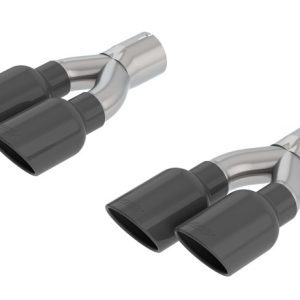 Borla Exhaust Tail Pipe Tip, T-304 Stainless Steel, 3 Inch Inlet, 4 Inch Outlet, Black Chrome on, Dual Round Rolled Angle-Cut – 60672BC