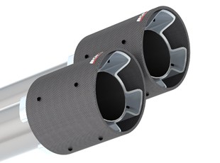 Borla Exhaust Tail Pipe Tip, T-304 Stainless Steel, 3 Inch Inlet, 4 Inch Outlet, Carbon Fiber, Dual Round Rolled Angle-Cut – 60673CF