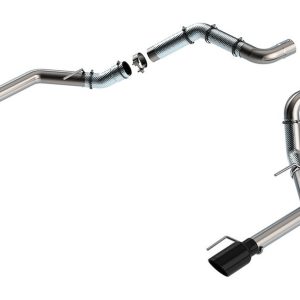 Borla Exhaust Tail Pipe, 3 Inch Pipe, T-304 Stainless Steel, Dual Split Rear Exit, 4-1/2 Inch Black Chrome Stainless Steel Tips – 60727BC