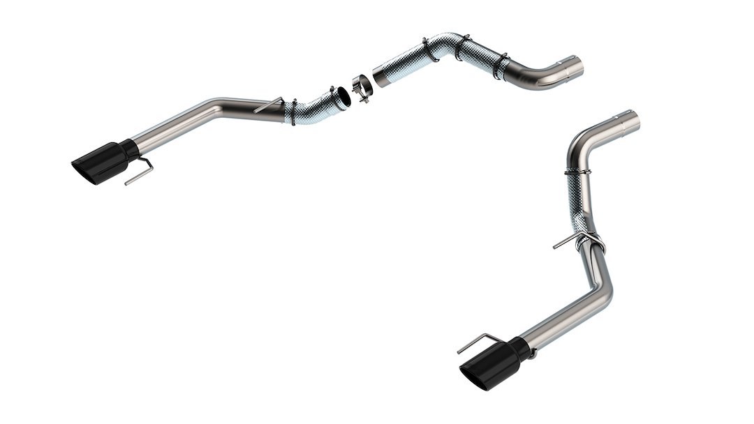 Borla Exhaust Tail Pipe, 3 Inch Pipe, T-304 Stainless Steel, Dual Split Rear Exit, 4-1/2 Inch Black Chrome Stainless Steel Tips – 60727BC