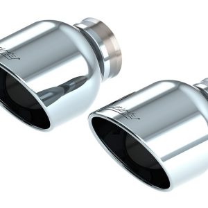 Borla Exhaust Tail Pipe Tip, 3 Inch Inlet Diameter, 5 Inch Outlet Diameter, Bright Chrome T-304 Stainless Steel, Round, Angle-Cut, Rolled Edge – 60729