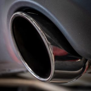 Borla Exhaust Tail Pipe Tip, 3 Inch Inlet Diameter, 5 Inch Outlet Diameter, Black Chrome Carbon Fiber, Round, Angle-Cut, Rolled Edge – 60729BC