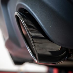 Borla Exhaust Tail Pipe Tip, 3 Inch Inlet Diameter, 5 Inch Outlet Diameter, Black Chrome Carbon Fiber, Round, Angle-Cut, Rolled Edge – 60729BC