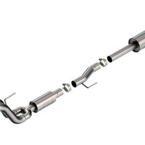 Borla Exhaust System Kit, S-Type Cat Back System, T-304 Stainless Steel, With Mufflers, 3 Inch Pipe Diameter, Single Exhaust with Dual Exit – 60731