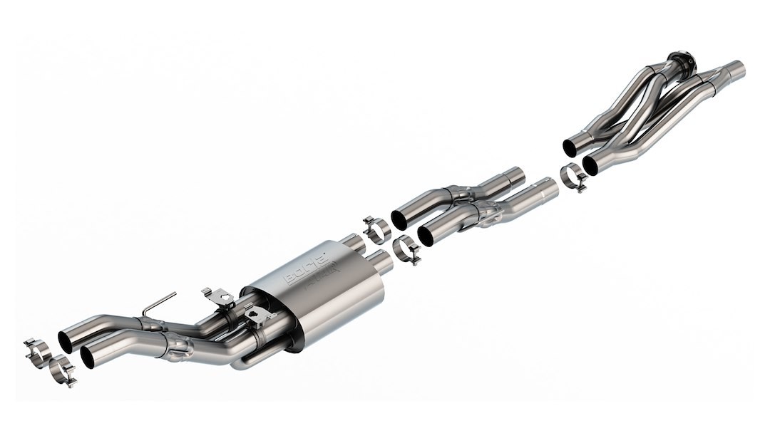Borla Exhaust System Kit, Atak ® Series Cat Back System, Mid-Section, T-304 Stainless Steel, With Mufflers, 3 Inch Pipe Diameter – 60737