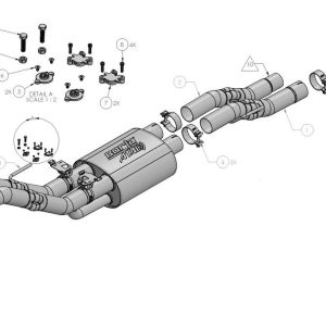 Borla Exhaust System Kit, Atak ® Series Cat Back System, Mid-Section, T-304 Stainless Steel, With Mufflers, 3 Inch Pipe Diameter – 60737