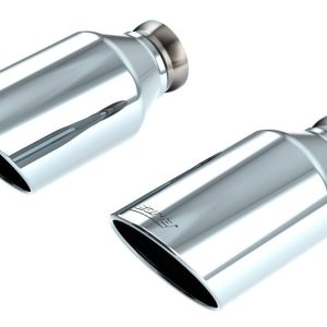Borla Exhaust Tail Pipe Tip, 3 Inch Diameter, Stainless Steel, Round, Angled Cut, Straight Edge, 5 Inch, With Borla Logo, Set of 2 – 60754